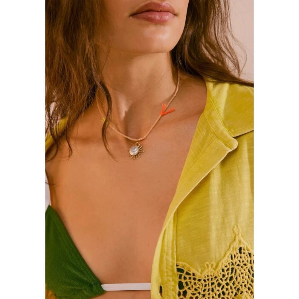 Free People Ariana Ost Sunlight Choker in Citrine NWT Sun Charm Bohemian Dainty - Picture 3 of 11